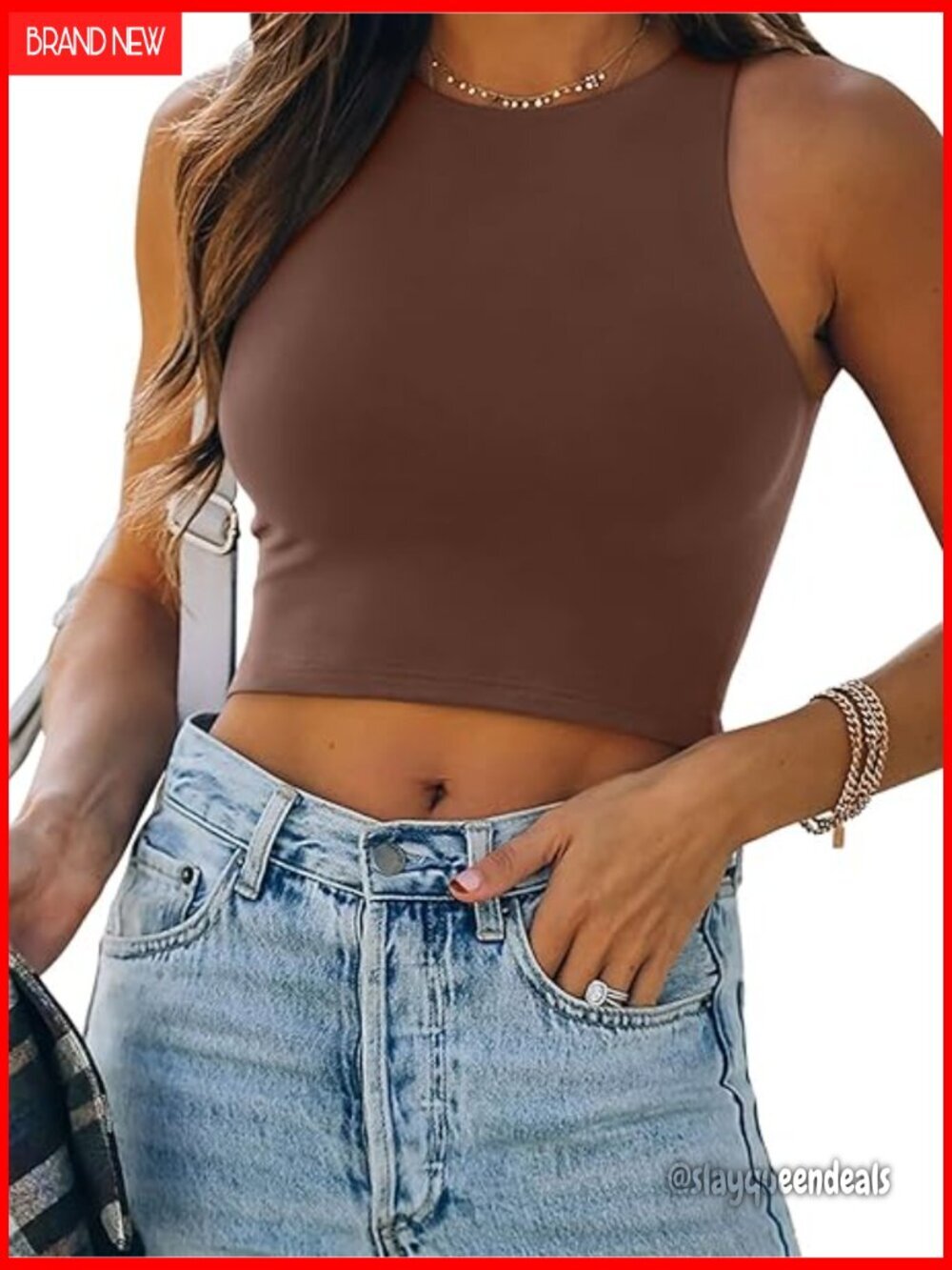 Sexy Racer Back Halter Crop Tank Top Double Lined Stretchy Material